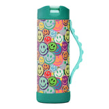 Elemental Iconic Pop Stainless Steel Fidget Water Bottle with Flip-open Sports Cap, 14 Oz., Graffiti Smile