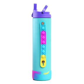 Elemental Iconic Pop Stainless Steel Fidget Water Bottle with Flip-open Sports Cap, 20 Oz., Blue Tie Dye