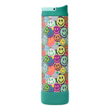 Elemental Iconic Pop Stainless Steel Fidget Water Bottle with Flip-open Sports Cap, 20 Oz., Graffiti Smile
