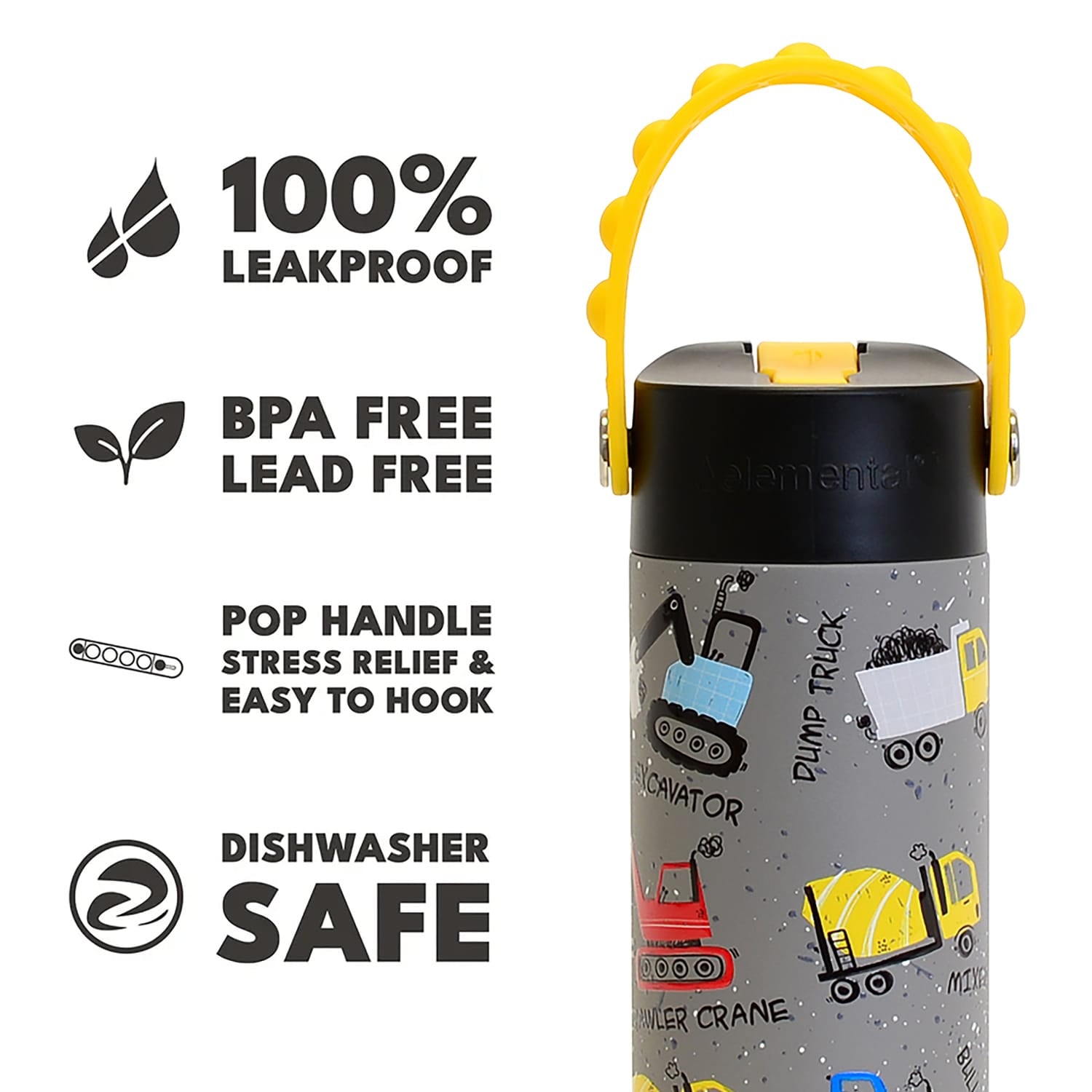Elemental Core Pop Stainless Steel Water Bottle, 18 Oz., Construction
