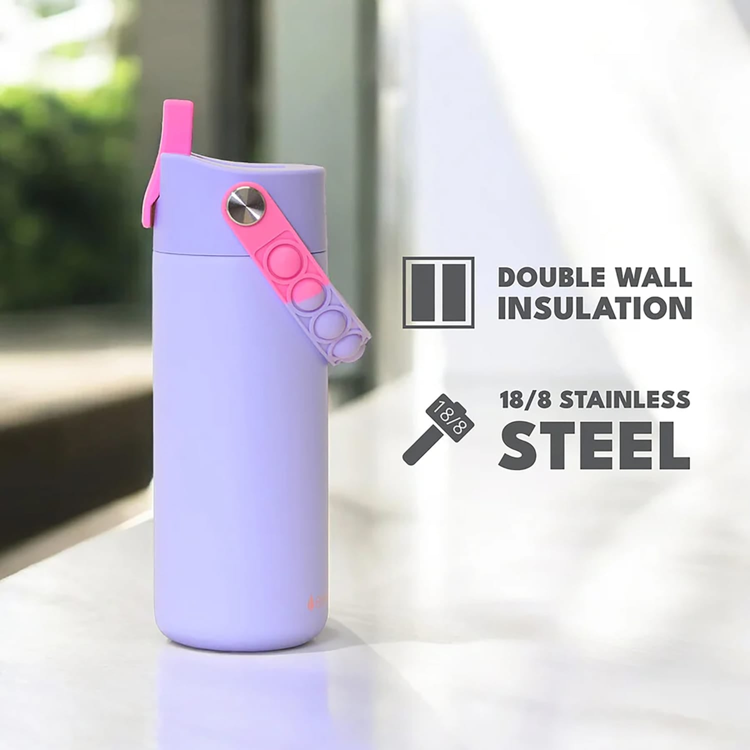 Elemental Core Pop Stainless Steel Water Bottle, 18 Oz., Lilac Tie Dye