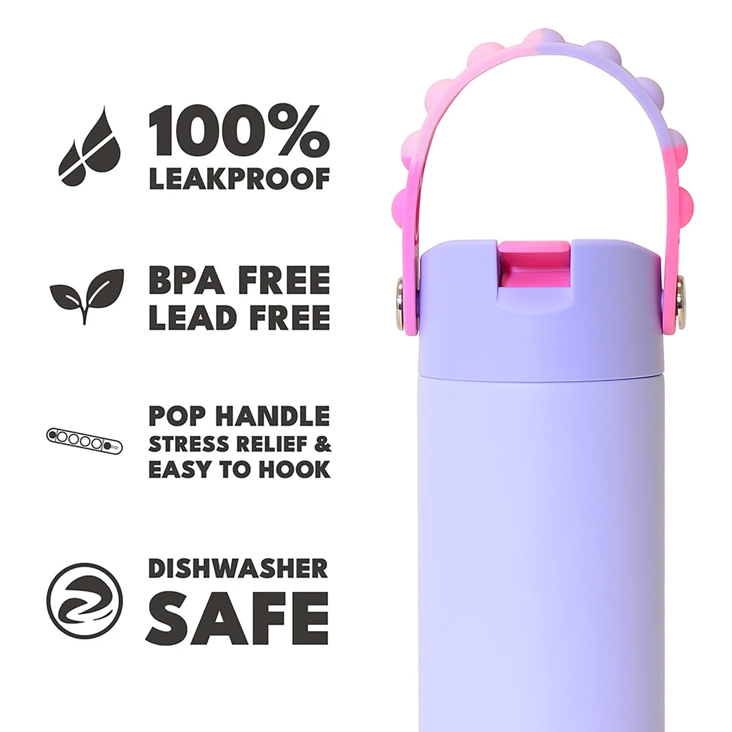 Elemental Core Pop Stainless Steel Water Bottle, 18 Oz., Lilac Tie Dye