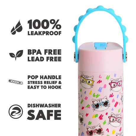 Elemental Core Pop Stainless Steel Water Bottle, 18 Oz., Stylish Cat
