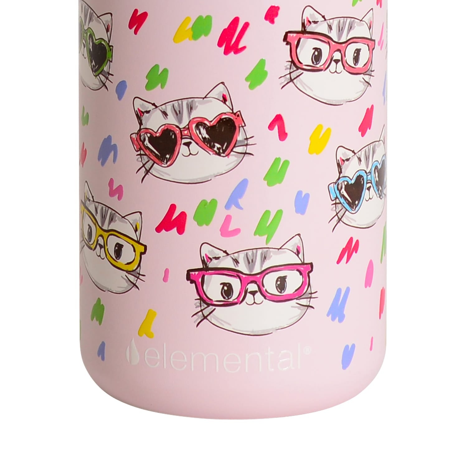 Elemental Core Pop Stainless Steel Water Bottle, 18 Oz., Stylish Cat