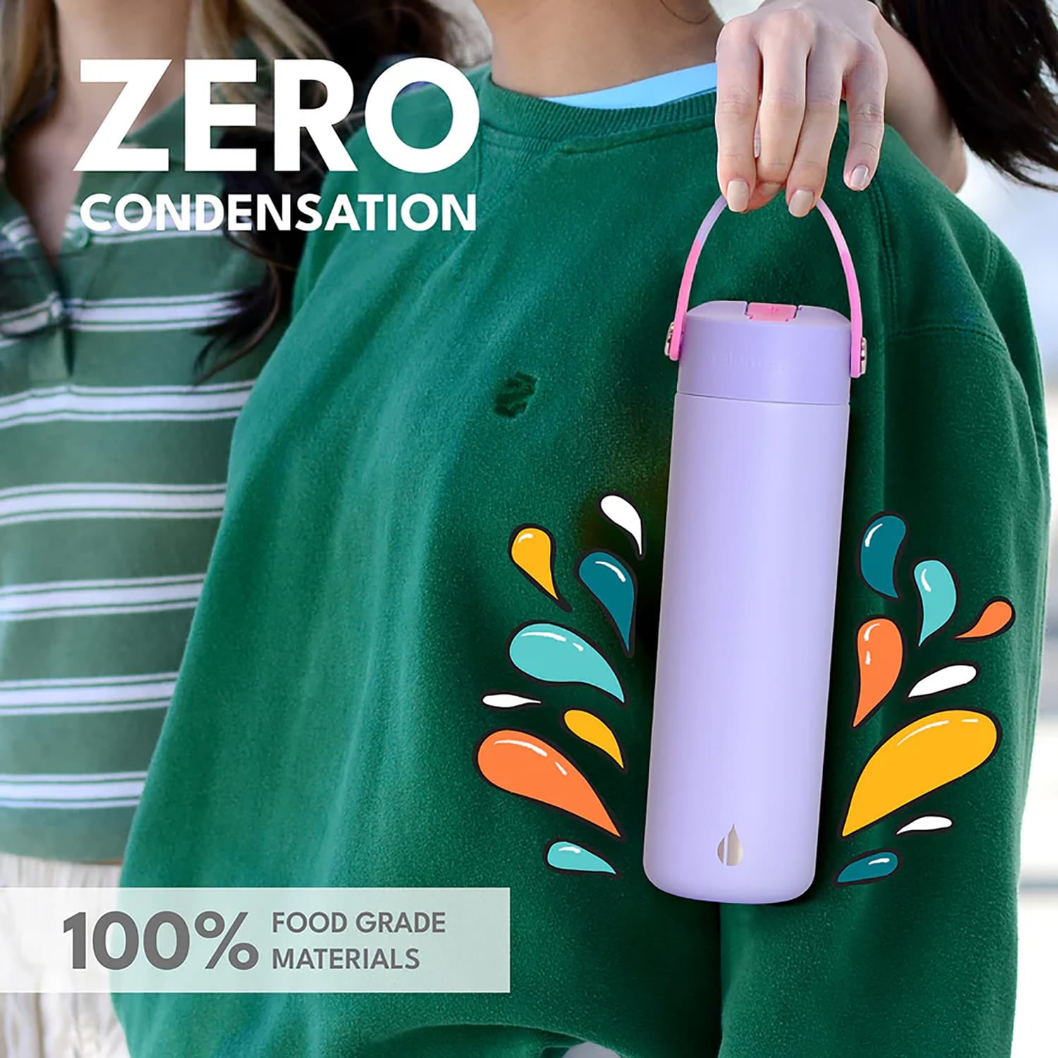 Elemental Core Stainless Steel Water Bottle, 24 Oz., Lilac Tie Dye