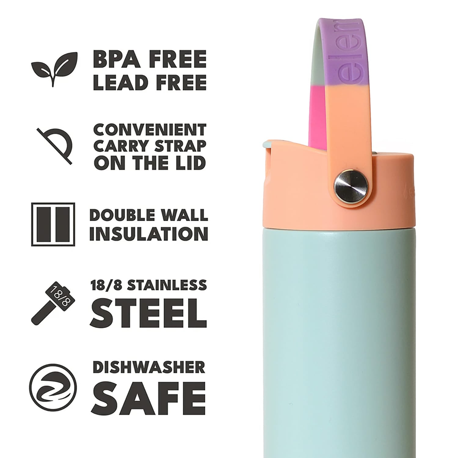 Elemental Core Stainless Steel Water Bottle, 24 Oz., Mint Sorbet
