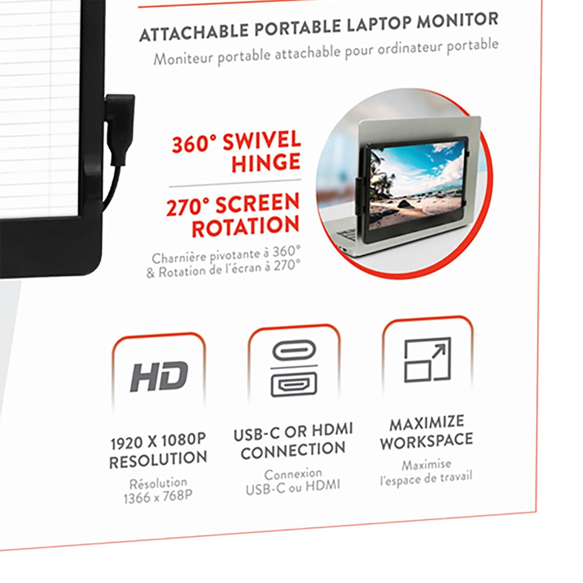 Helix 11.6-In. Attachable Portable Laptop Monitor