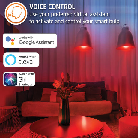Energizer Connect LED 10-Watt (60-Watt Equivalent) Multi-White and Multicolor Smart Bulb, A19 Bulb Shape, E26 Medium Base, Dimmable