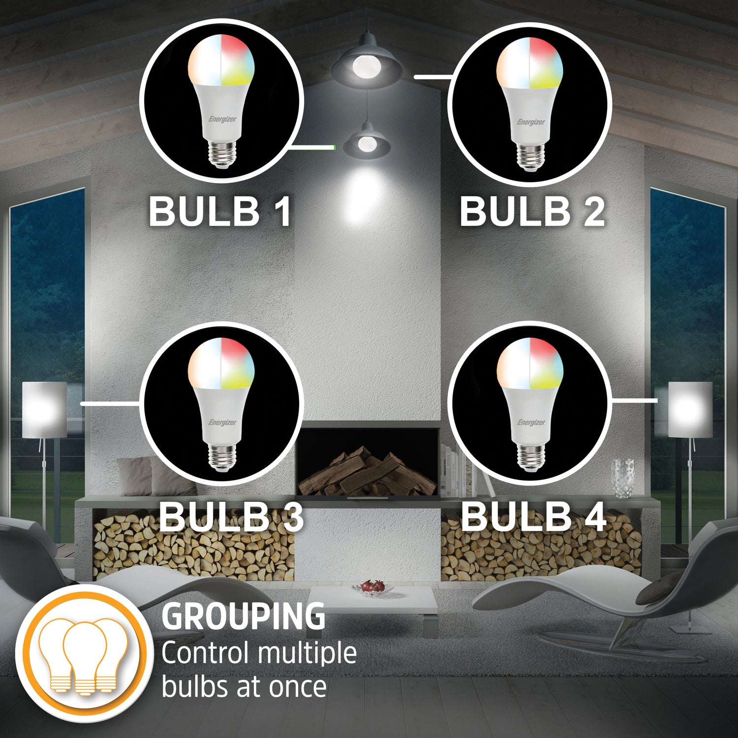 Energizer Connect LED 10-Watt (60-Watt Equivalent) Multi-White and Multicolor Smart Bulb, A19 Bulb Shape, E26 Medium Base, Dimmable