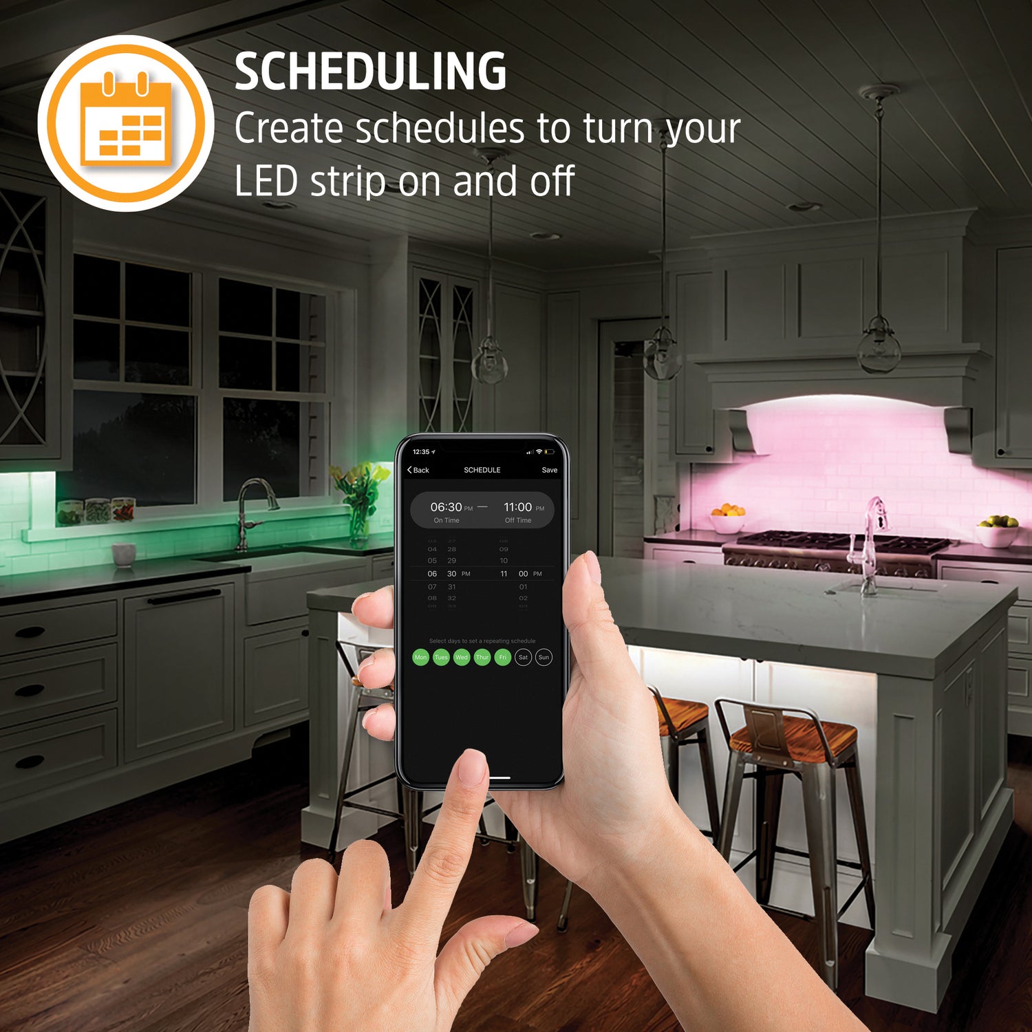 Energizer Connect Smart Wi-Fi Dimmable Bright White and Multicolor LED Light Strip, 6.56 Feet