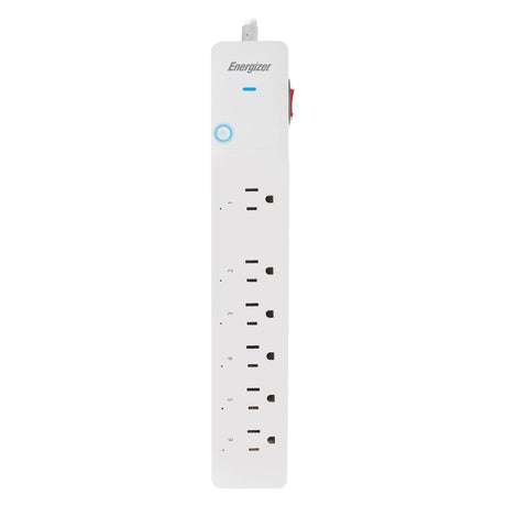 Energizer Connect 6-AC Outlet 1200-Joules Smart Wi-Fi Surge Protector Power Strip, 3-Ft. Cord with Angled Plug, EIS3-1004-WHT