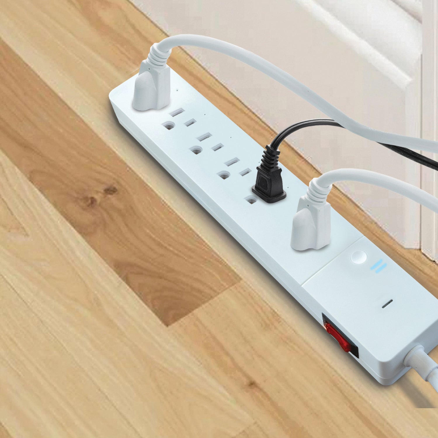 Energizer Connect 6-AC Outlet 1200-Joules Smart Wi-Fi Surge Protector Power Strip, 3-Ft. Cord with Angled Plug, EIS3-1004-WHT