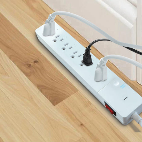 Energizer Connect 6-AC Outlet 1200-Joules Smart Wi-Fi Surge Protector Power Strip, 3-Ft. Cord with Angled Plug, EIS3-1004-WHT