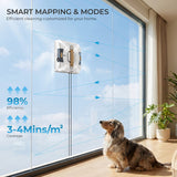 ePro Select EV3015 Corded Window Cleaning Robot, Full Wet Wiping, Z/N Cleaning Patterns, 3.3 kPA Suction, Integrated Water Tank, Safety Rope, Remote