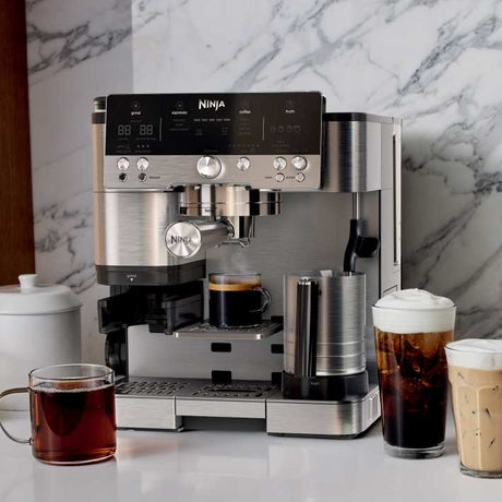 Ninja Luxe Café Premier Series Espresso Machine, Drip Coffee, Cold Brew, Grinder, Tamper, Frother, Silver - Certified Refurbished