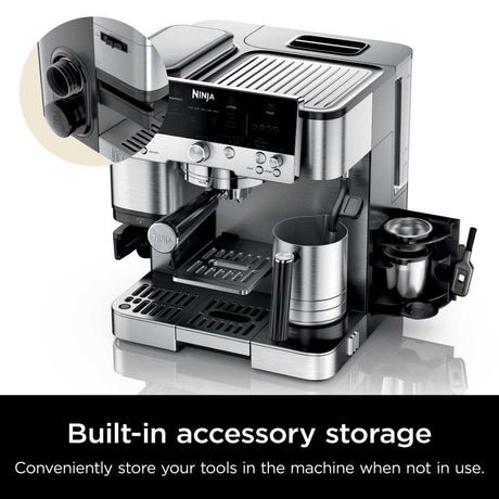 Ninja Luxe Café Premier Series Espresso Machine, Drip Coffee, Cold Brew, Grinder, Tamper, Frother, Silver - Open Box