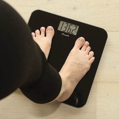 Escali Sleek Rounded 440-lb Capacity Tempered Glass Bathroom Scale