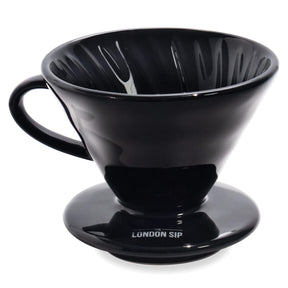 The London Sip Ceramic Coffee Dripper, Black, 1 to 4 Cup