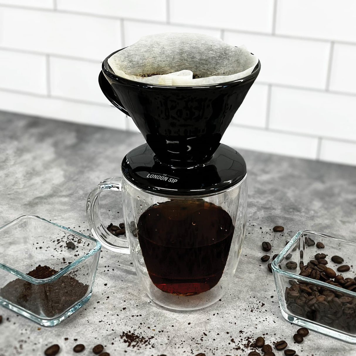 The London Sip Ceramic Coffee Dripper, Black, 1 to 4 Cup