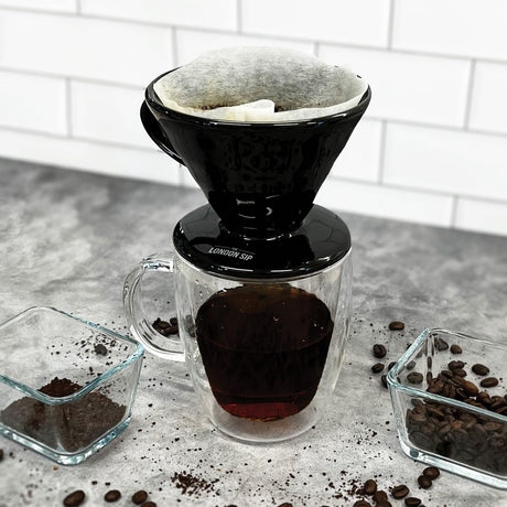 The London Sip Ceramic Coffee Dripper, Black, 1 to 4 Cup