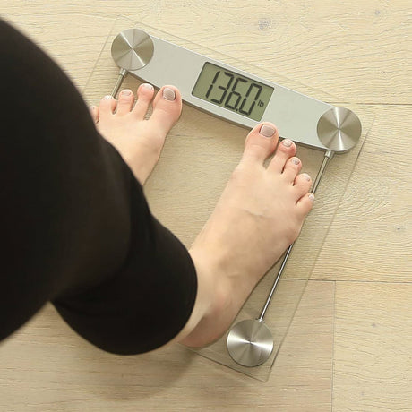 Escali Easy-to-Read Display 400-lb Capacity Chrome and Glass Bathroom Scale