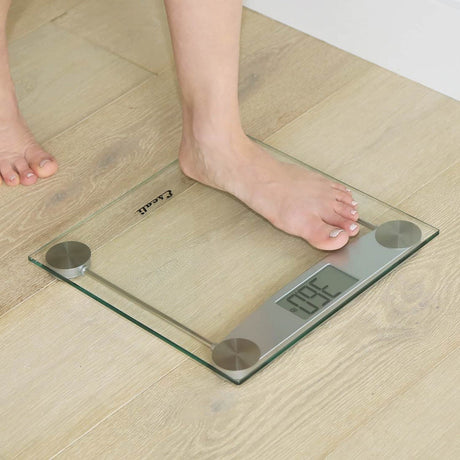 Escali Easy-to-Read Display 400-lb Capacity Chrome and Glass Bathroom Scale