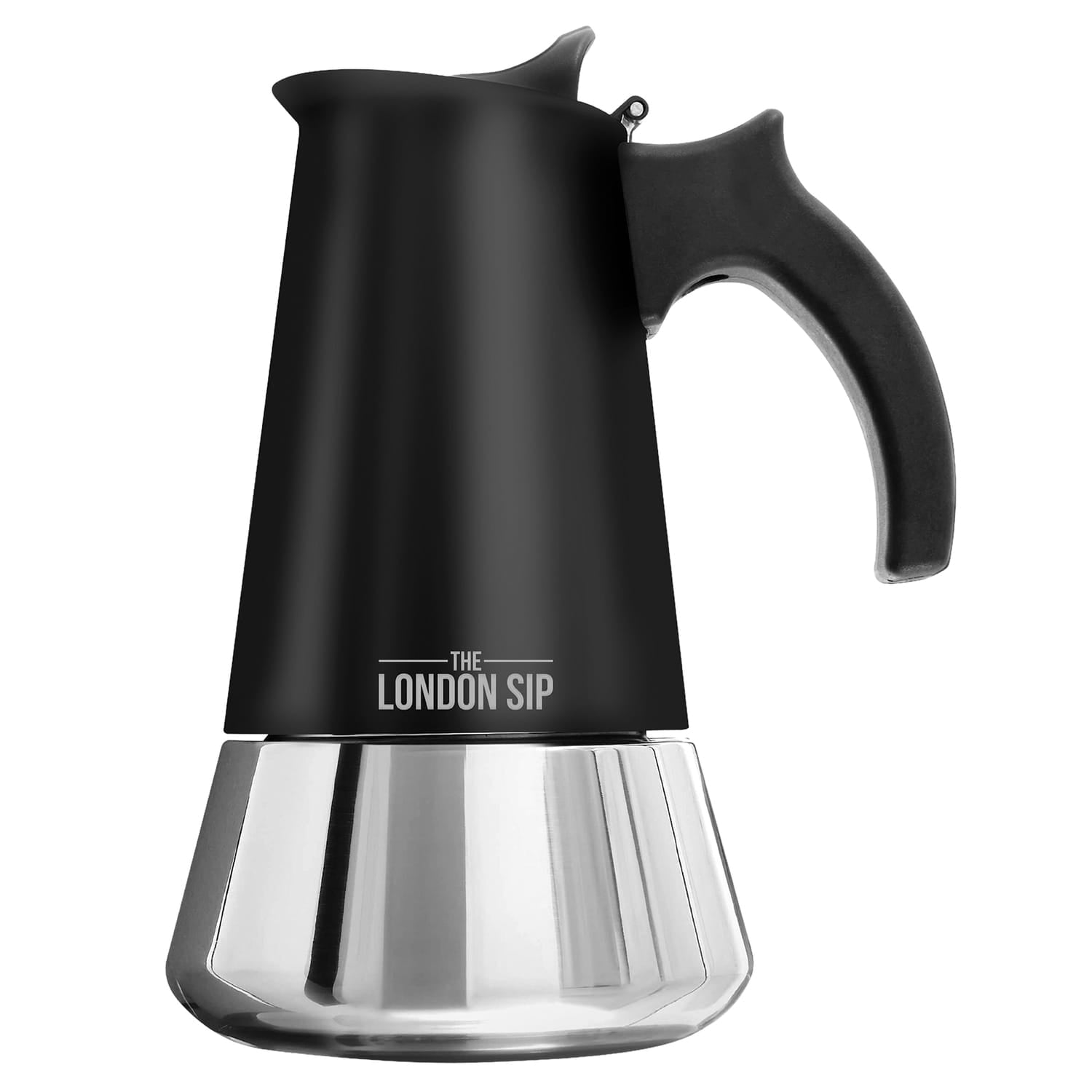 The London Sip 10-Cup Stainless Steel Stovetop Espresso Maker, Matte Black