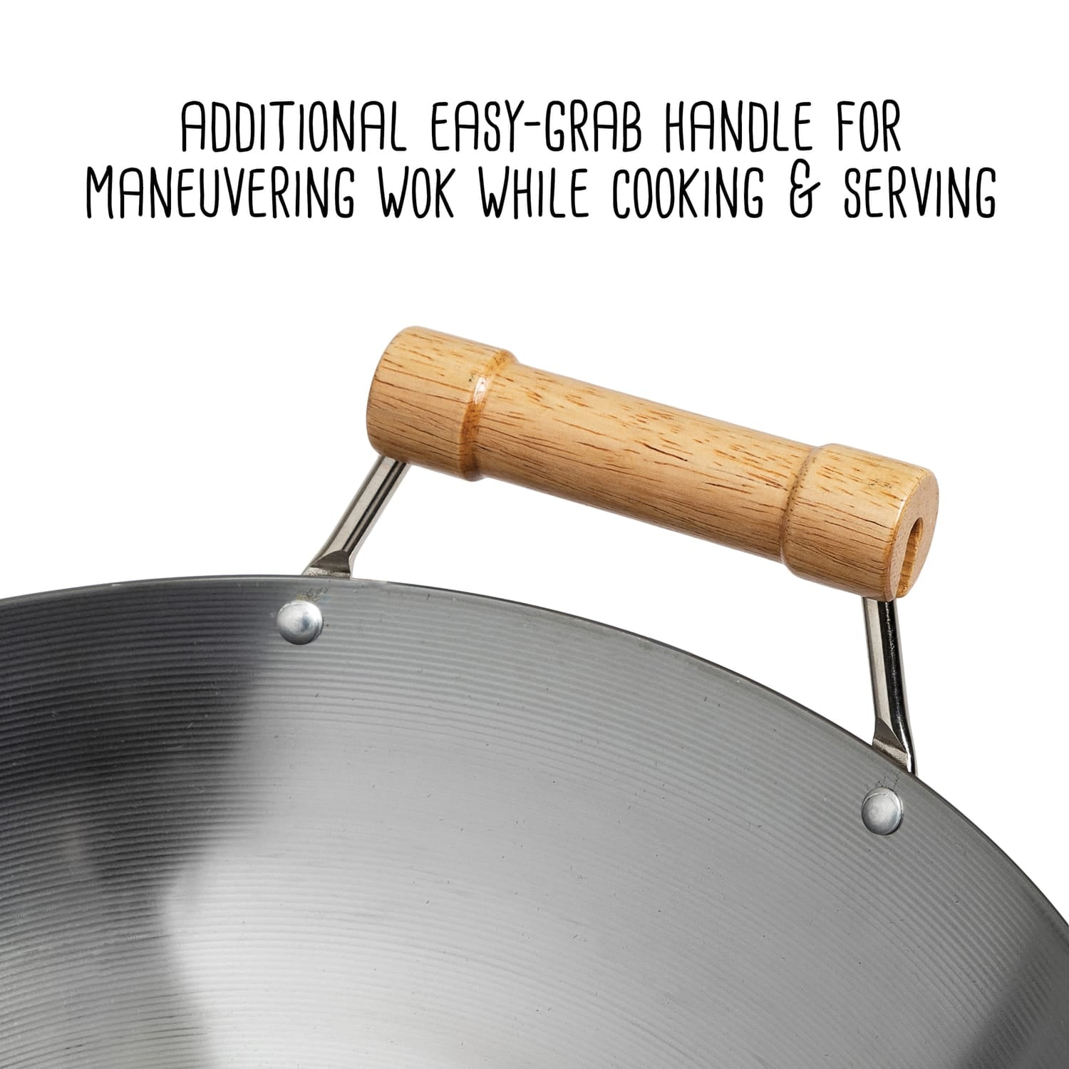 Joyce Chen Classic Series 14-In. Round Bottom Carbon Steel Wok with Birch Handles