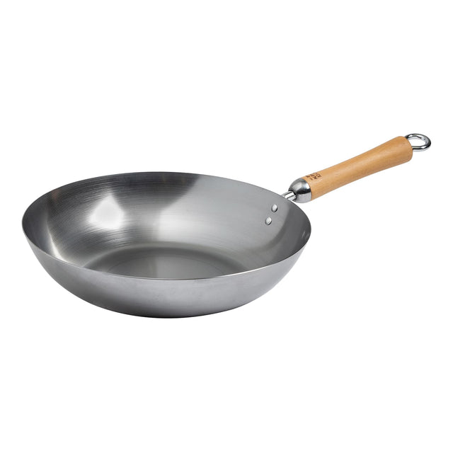 Joyce Chen 12-In. Classic Series Carbon Steel Stir Fry Pan with Birch Handle