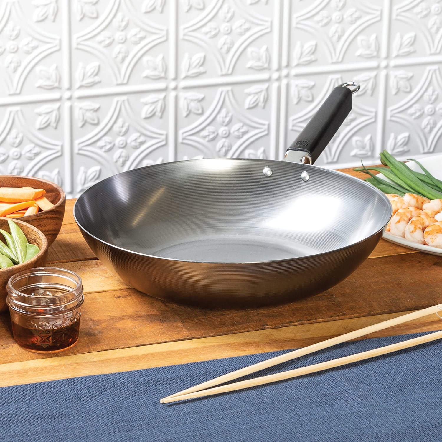 Joyce Chen 12-In. Professional Series Carbon Steel Stir Fry Pan with Phenolic Handle