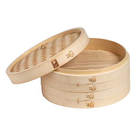 Joyce Chen 2-Tier Bamboo Steamer Baskets with Lid, 12 In.