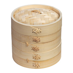 Joyce Chen 2-Tier Bamboo Steamer Baskets with Lid, 6 In.