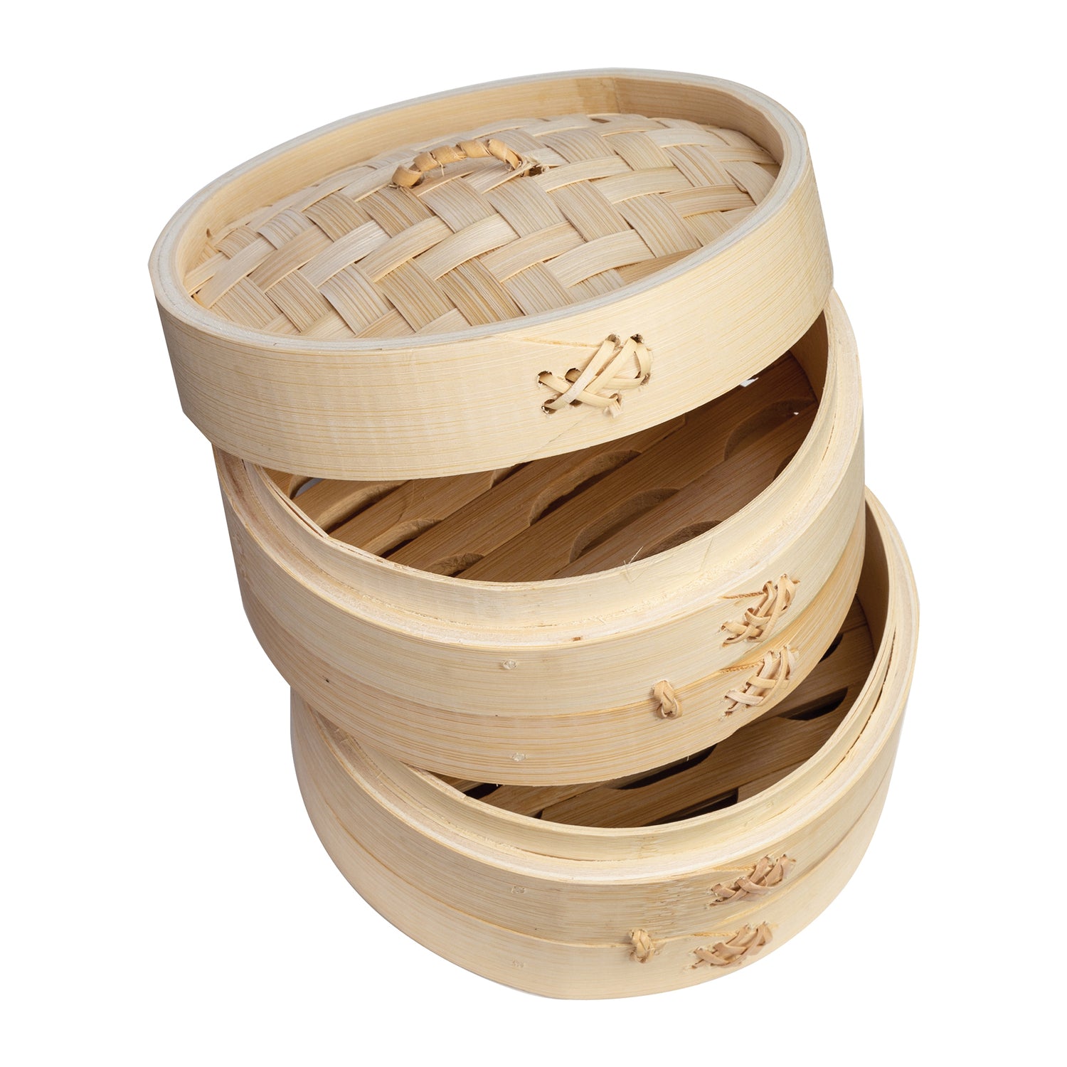 Joyce Chen 2-Tier Bamboo Steamer Baskets with Lid, 6 In.