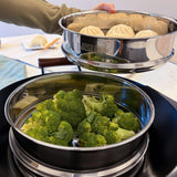 Joyce Chen 10-In. 2-Tier Stainless Steel Steamer with Vented Glass Lid and Wok Adapter Ring