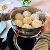 Joyce Chen 10-In. 2-Tier Stainless Steel Steamer with Vented Glass Lid and Wok Adapter Ring