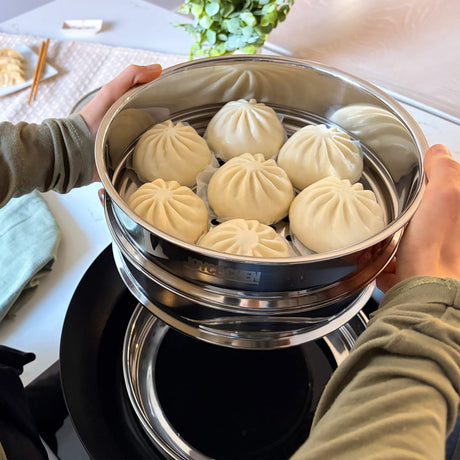 Joyce Chen 10-In. 2-Tier Stainless Steel Steamer with Vented Glass Lid and Wok Adapter Ring