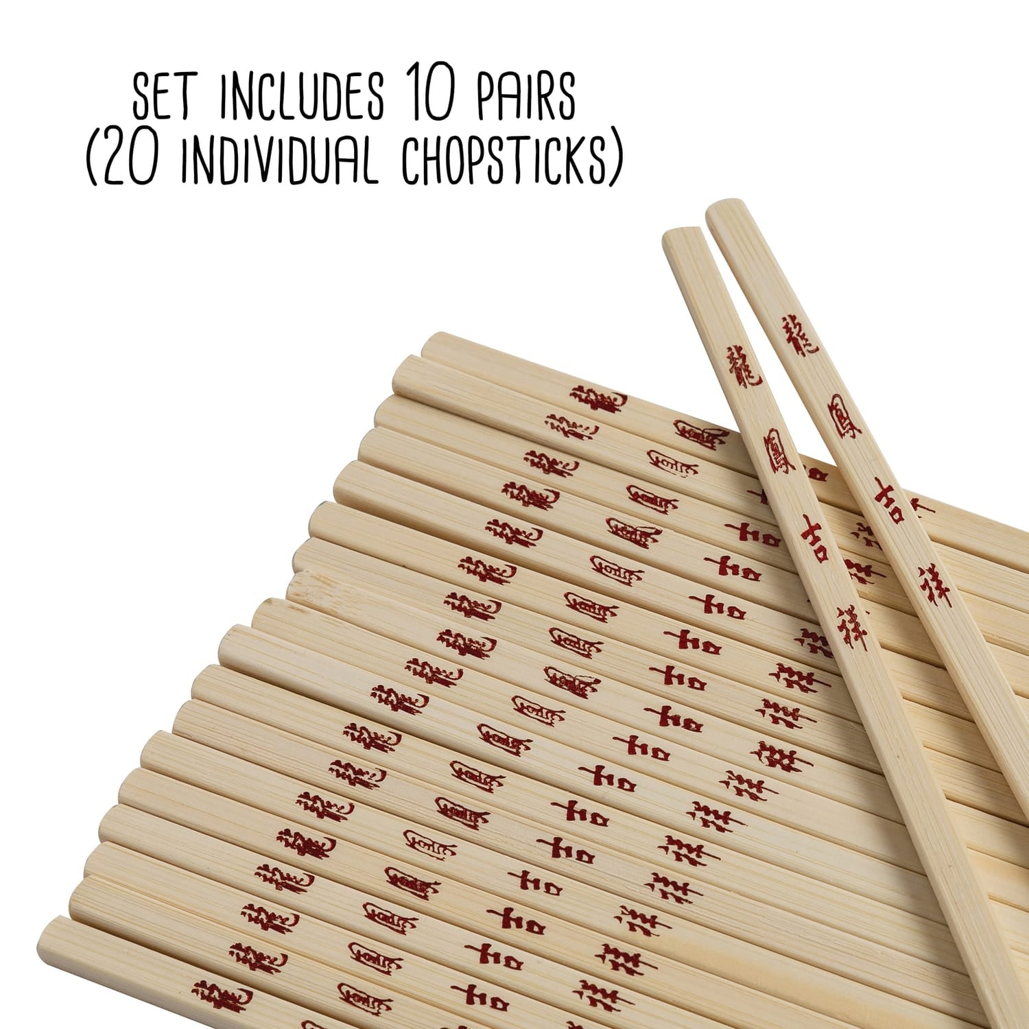 Joyce Chen Reusable Burnished Bamboo Chopsticks, 10 Pack