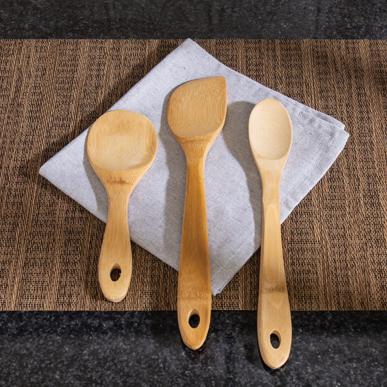Joyce Chen Burnished Bamboo Wok Utensils, 3-Piece Set