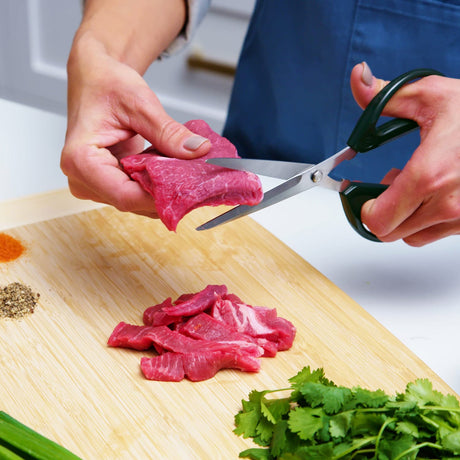 Joyce Chen 8-In. Deluxe Unlimited Kitchen Scissors with Ergonomic Dark Olive Handles, Ambidextrous