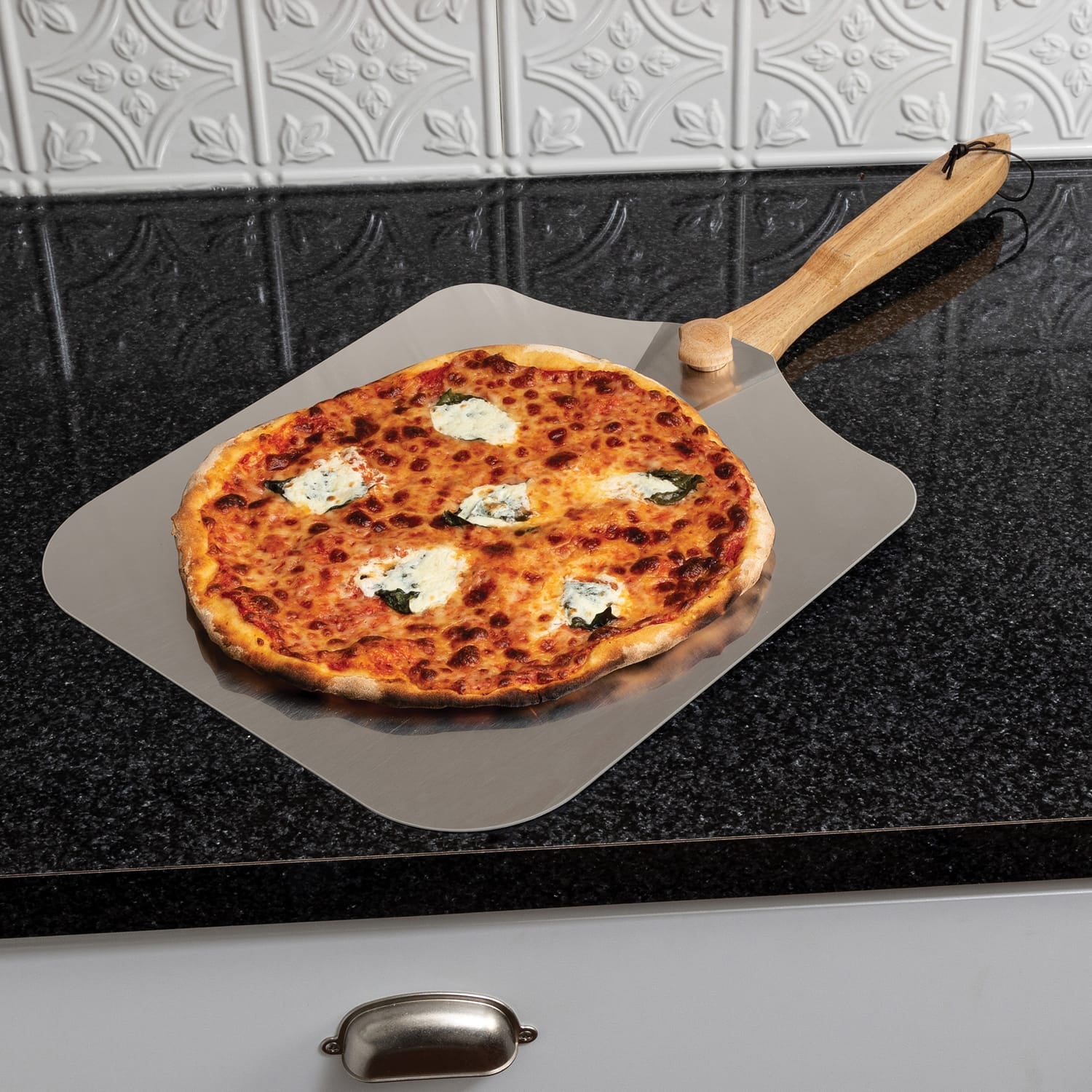 Old Stone Pizza Kitchen Aluminum Pizza Peel with Folding Wood Handle, 14 In. x 16 In.