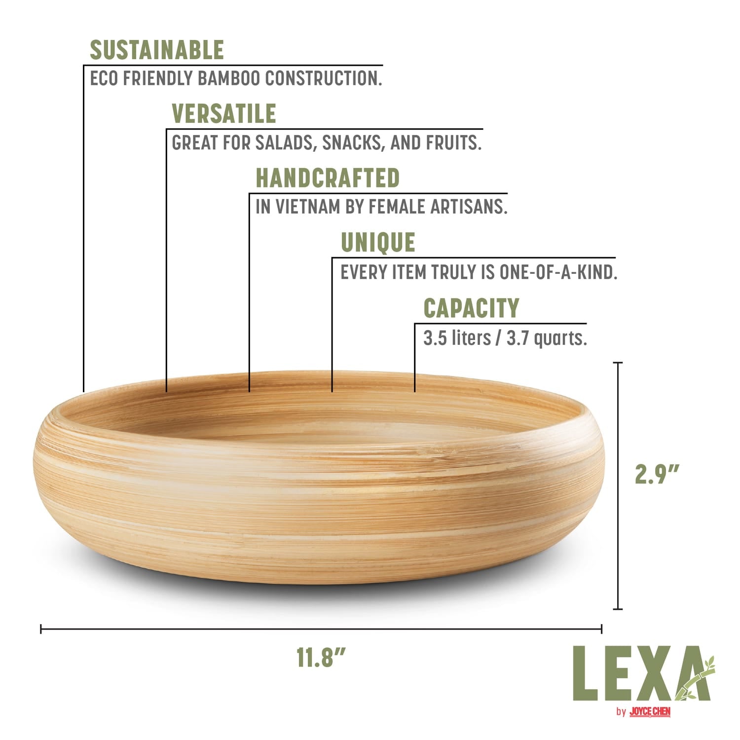 LEXA by Joyce Chen 12-In. Bamboo Fruit Bowl, Natural
