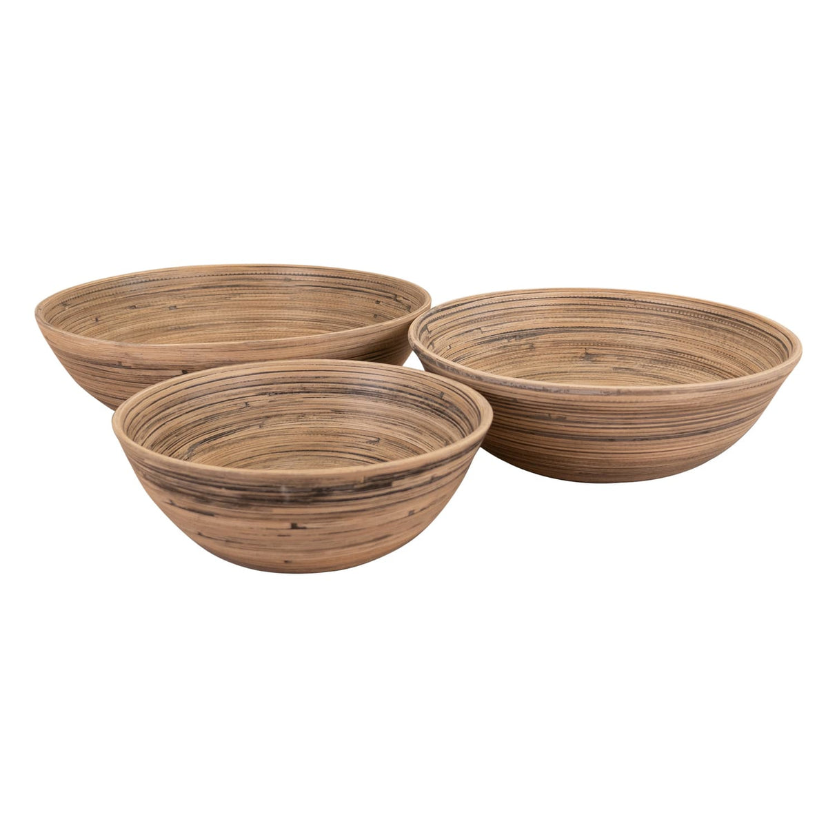 LEXA by Joyce Chen 3-Piece Bamboo Bowl Set with 12-In., 10-In., and 8-In. Bowls, Black/Natural