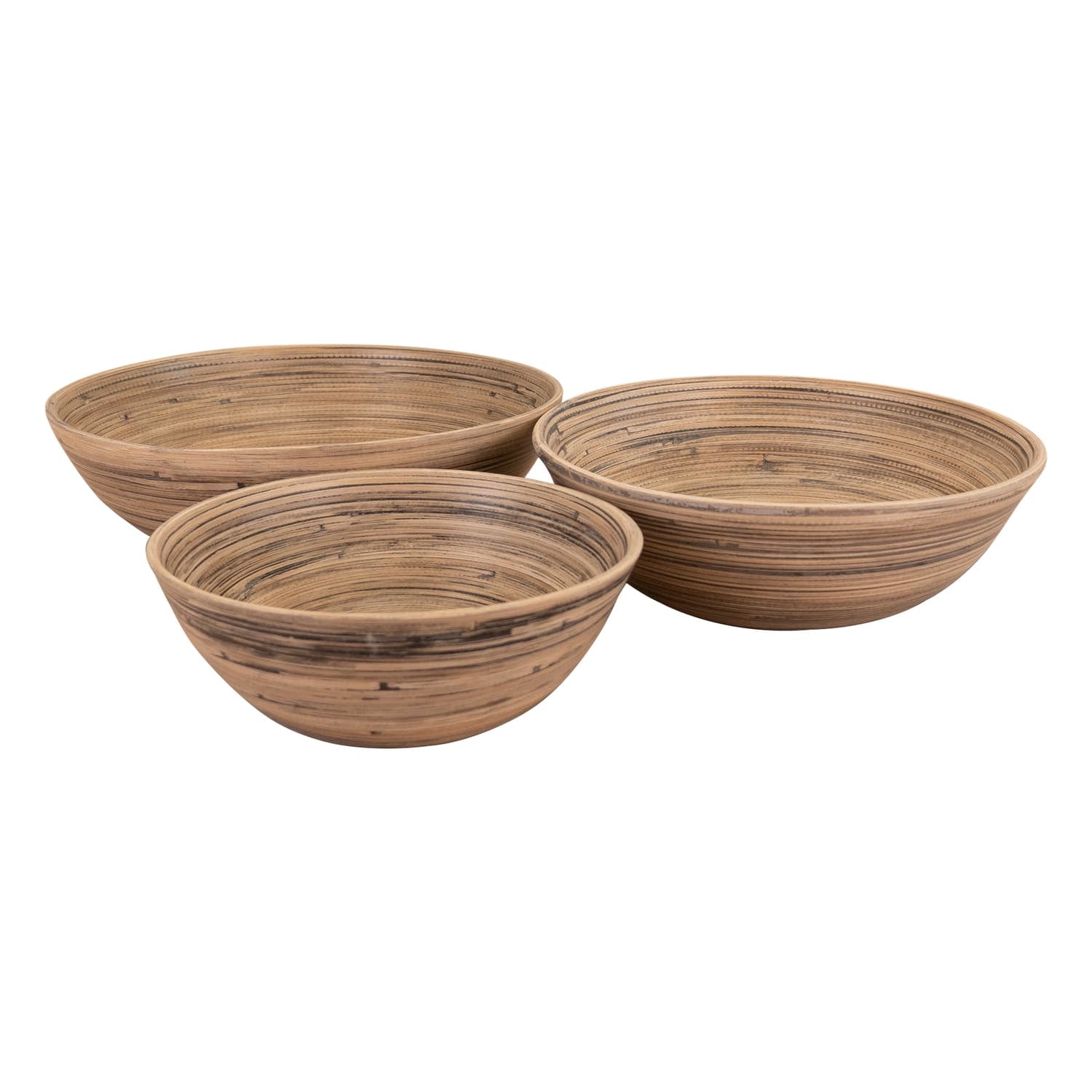 LEXA by Joyce Chen 3-Piece Bamboo Bowl Set with 12-In., 10-In., and 8-In. Bowls, Black/Natural
