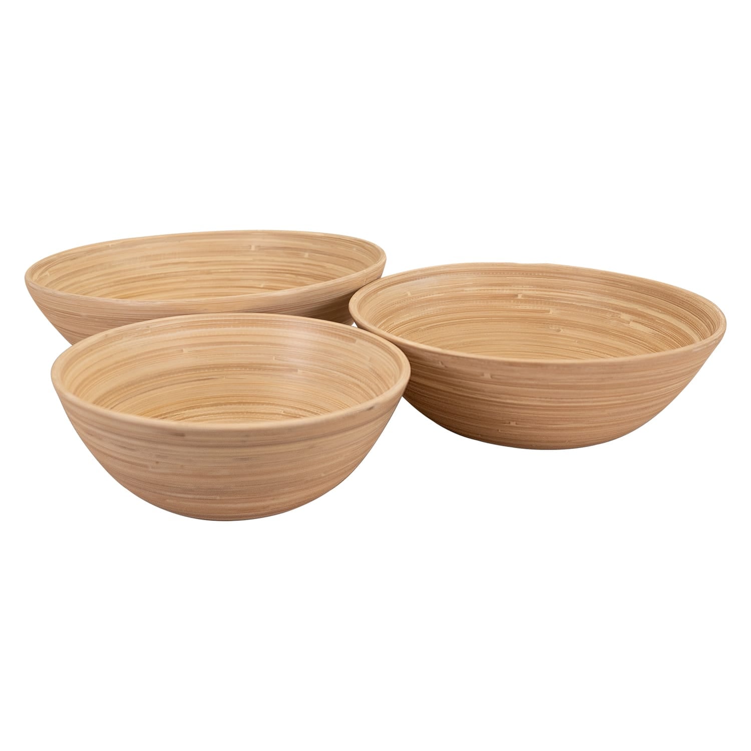 LEXA by Joyce Chen 3-Piece Bamboo Bowl Set with 12-In., 10-In., and 8-In. Bowls, Natural