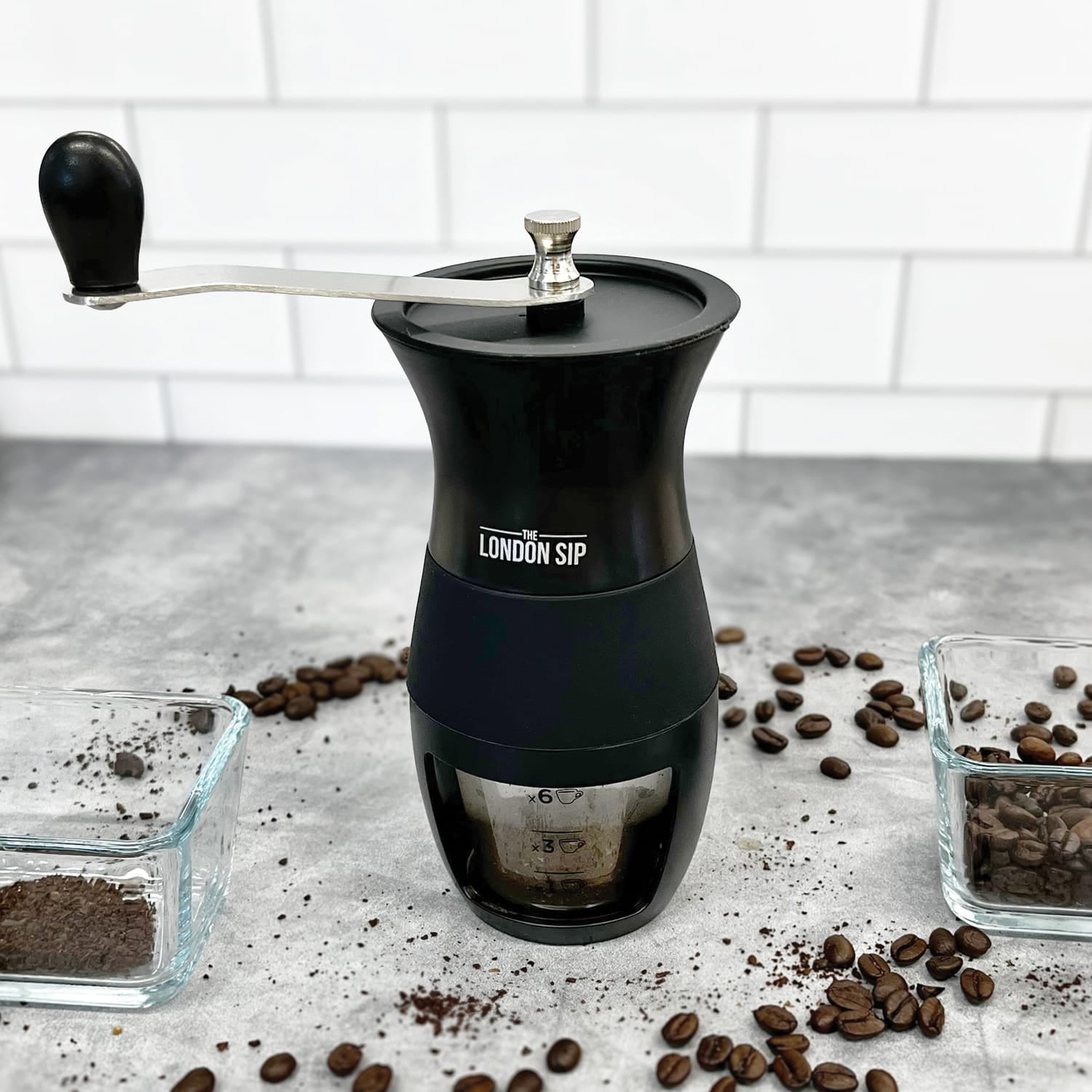 The London Sip Manual Glass and Ceramic Burr Coffee Grinder