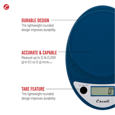 Escali Primo Digital Kitchen Scale, Royal Blue