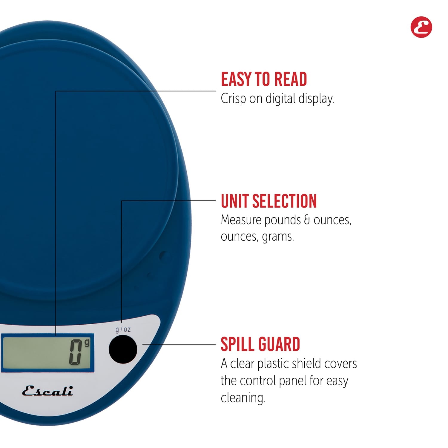 Escali Primo Digital Kitchen Scale, Royal Blue