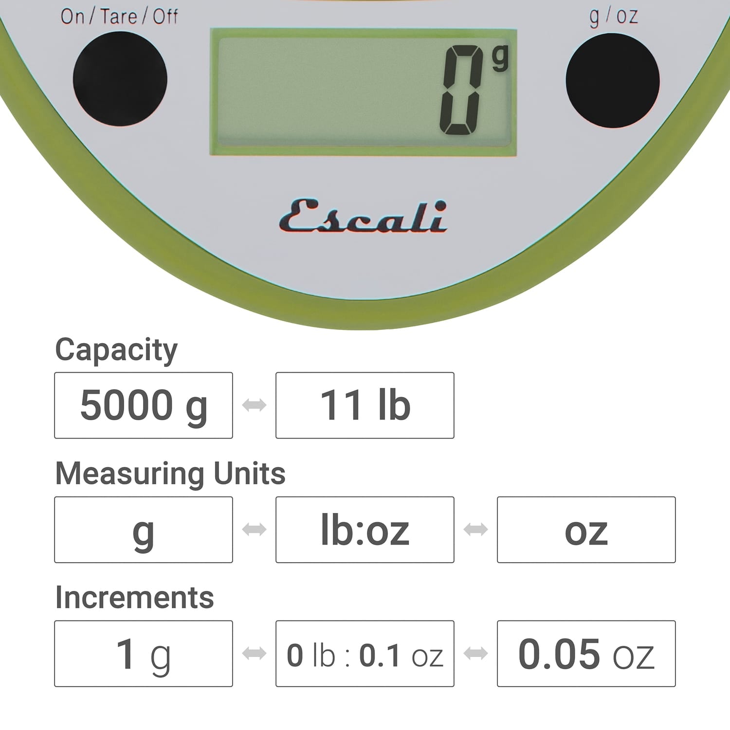 Escali Primo Digital Kitchen Scale, Tarragon Green