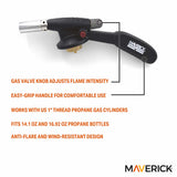 Maverick Handheld Propane Barbecue Torch for 14.1-Oz. and 16.92-Oz. Propane Bottles