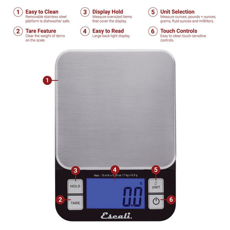 Escali Nutro Digital Food Scale, Black/Silver